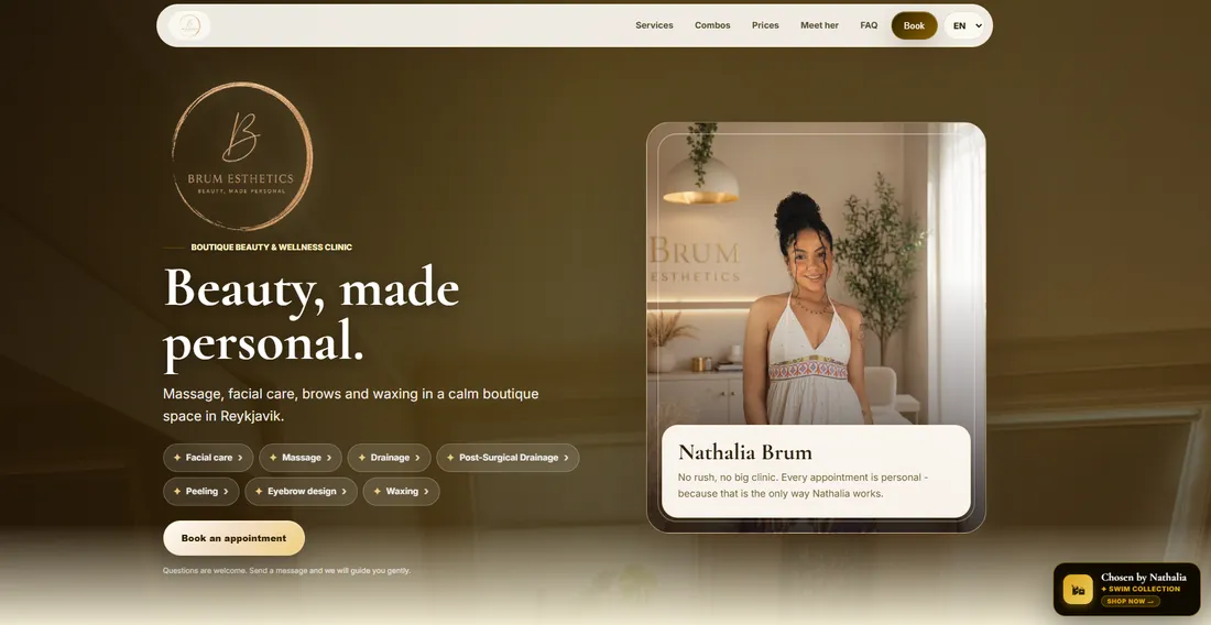 Brum Esthetics beauty clinic website