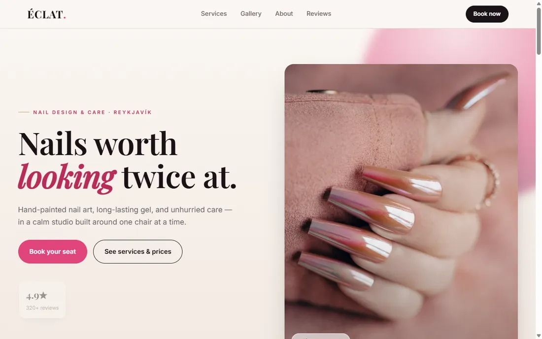 Éclat nail studio concept website